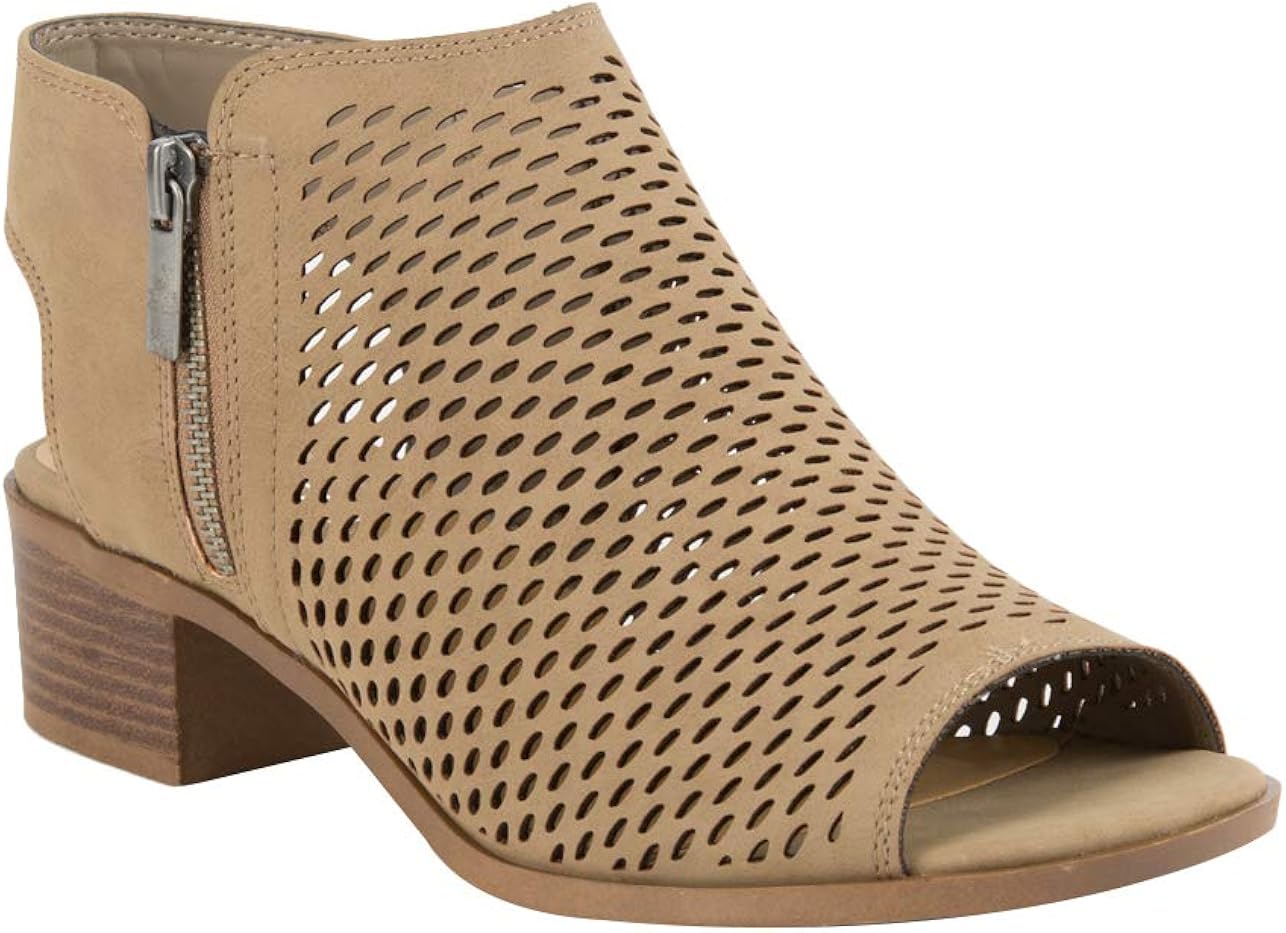 taupe block heel booties