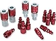 ColorConnex Coupler & Plug Kit (14 Piece), Industrial Type D, 1/4 in. NPT, Red - A73458D