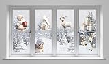 LOKIPA 8 Sheets Christmas Window Stickers PVC White Winter Decor view 2