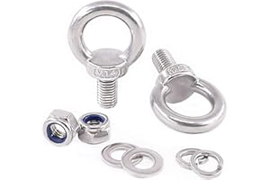 Glarks 8Pcs M14 Heavy Duty Screw Bolt, 304 Stainless Steel Male Thread Machinery Shoulder Lifting Ring Eye Bolt with Lock Nuts/Lock Washers/Flat Washers Set