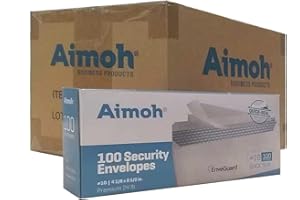 Aimoh #10 Security Tinted Self-Seal Envelopes - No Window - EnveGuard, Size 4-1/8 X 9-1/2 Inches - White - 24 LB - 1 Case - 12 Packs - 1,200 Envelopes (34100-CS)