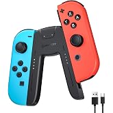 NEWDERY LIFE Charging Grip for Switch/Switch OLED, Compatible with Joy Con | Portable V Shaped Switch Controller Holder, 2.5H Fast Charging,Play While Charging, LED Indicator, 1.5m Charger Cable, Black
