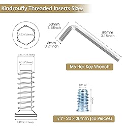 Kindroufly 1/4-20 Threaded Inserts - Nut & Wood