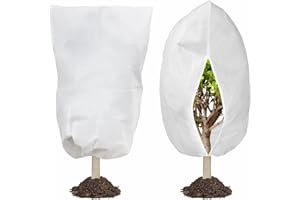 Fetanten Plant Covers Freeze Protection, 47''×70'' 2.1oz/yd² Thicken Frost Cloth Frost Blankets with Drawstring Reusable for Outdoor Plants Fruit Trees Potted in Winter Cold Weather (2 PCS)
