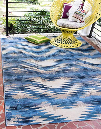Unique Loom Outdoor Modern Collection Area Rug - Aztec (8' x 11' 4" Rectangle,…
