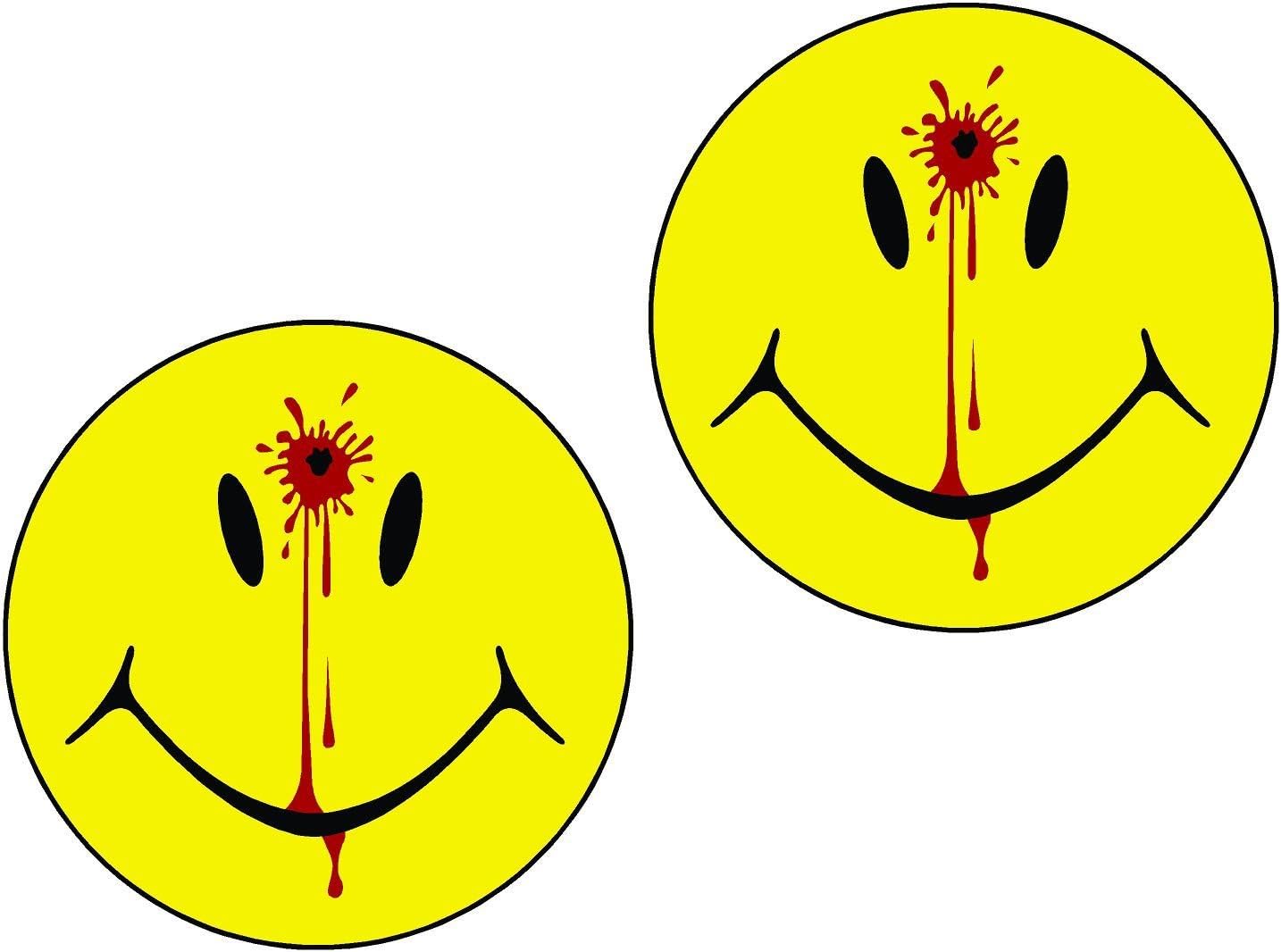 2-3" Set Smiley Face Dead Decal Head Shot Bullet Hole Guns Sticker Car Bumper Window Decal Blood