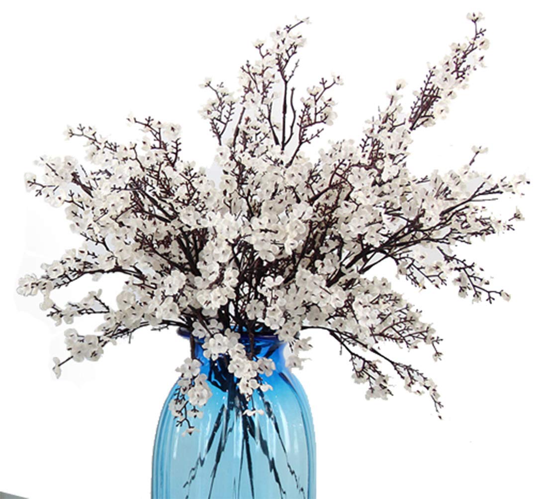 JAKY-Global Babys Breath Gypsophila Artificial Flowers 6 Bundle European Fake Silk Plants Decor Wedding Party Decoration Bouquets Real Touch DIY Home Garden(White)