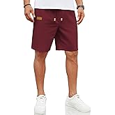 COOFANDY Mens Casual Linen Shorts Elastic Waist Drawstring Loose Fit Summer Beach Vacation Shorts with Pockets