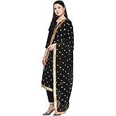 themilestocks Woman's Embroidered Chiffon Dupatta Scarf Shawl Wrap Soft Indian Bridal Wedding - Off White