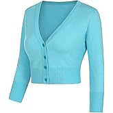 MINTLIMIT Women's Cropped Shrug Bolero 3/4 Sleeve Button Down Cardigan Sweater