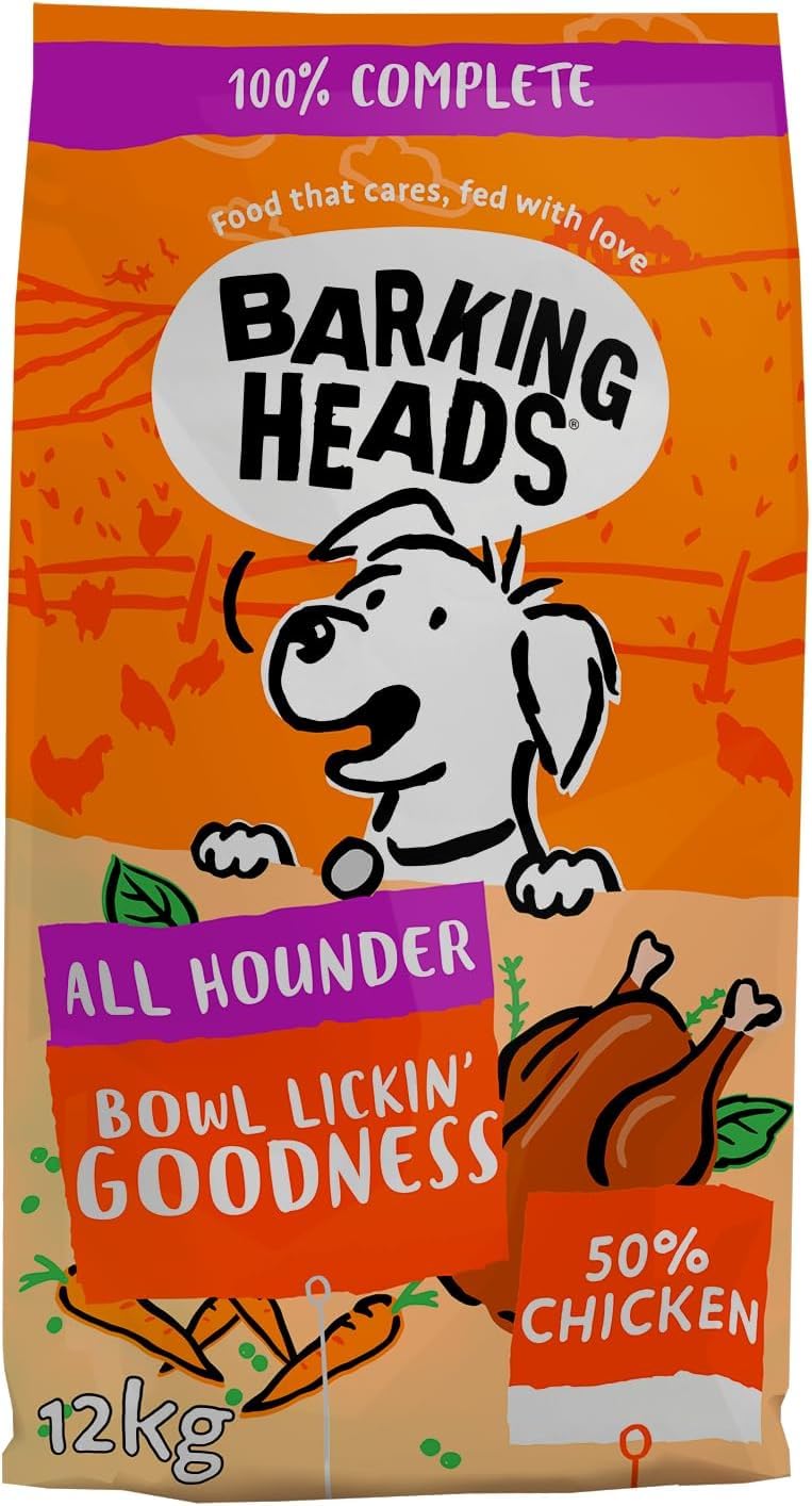 Barking Heads Complete Dry Dog Food 12kg - Adult All Hounder Bowl Lickin' Goodness Chicken - Natural Everyday Immunity & Vitality - Vet Approved