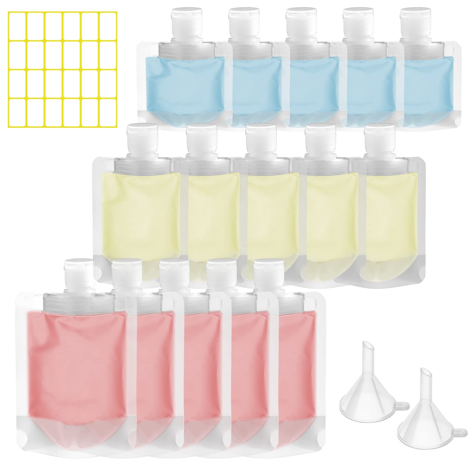 Portable Travel Packing Bag, 18pcs Transparent Clamshell Pouches Set for 30ml, 50ml, 100ml Lotion & Shampoo Toiletries