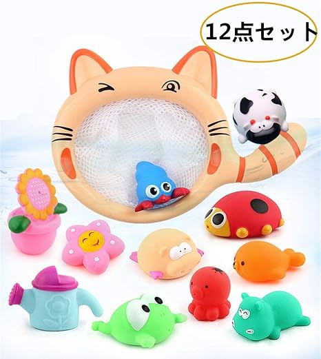 Amazon 12点セット お風呂 おもちゃ シャワー 水遊び 水鉄砲 魚網 動物 おもちゃ 大人気 おもちゃ 子供 赤ちゃん By Kungfu Mall お風呂用おもちゃ おもちゃ