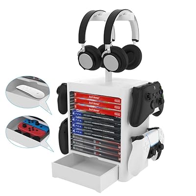 Multi-Platform Game Storage Tower Stand with Headset Morocco
