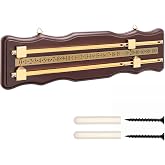 Lewtemi 2 Track Wooden Shuffleboard Scoreboard Wall-Mounted, Billiard Pool | Dual Track Wine Red, Sliding Markers 0-100 Scale, Wall Mount Hardware Included, Classic Wooden Finish for Game Rooms Bars