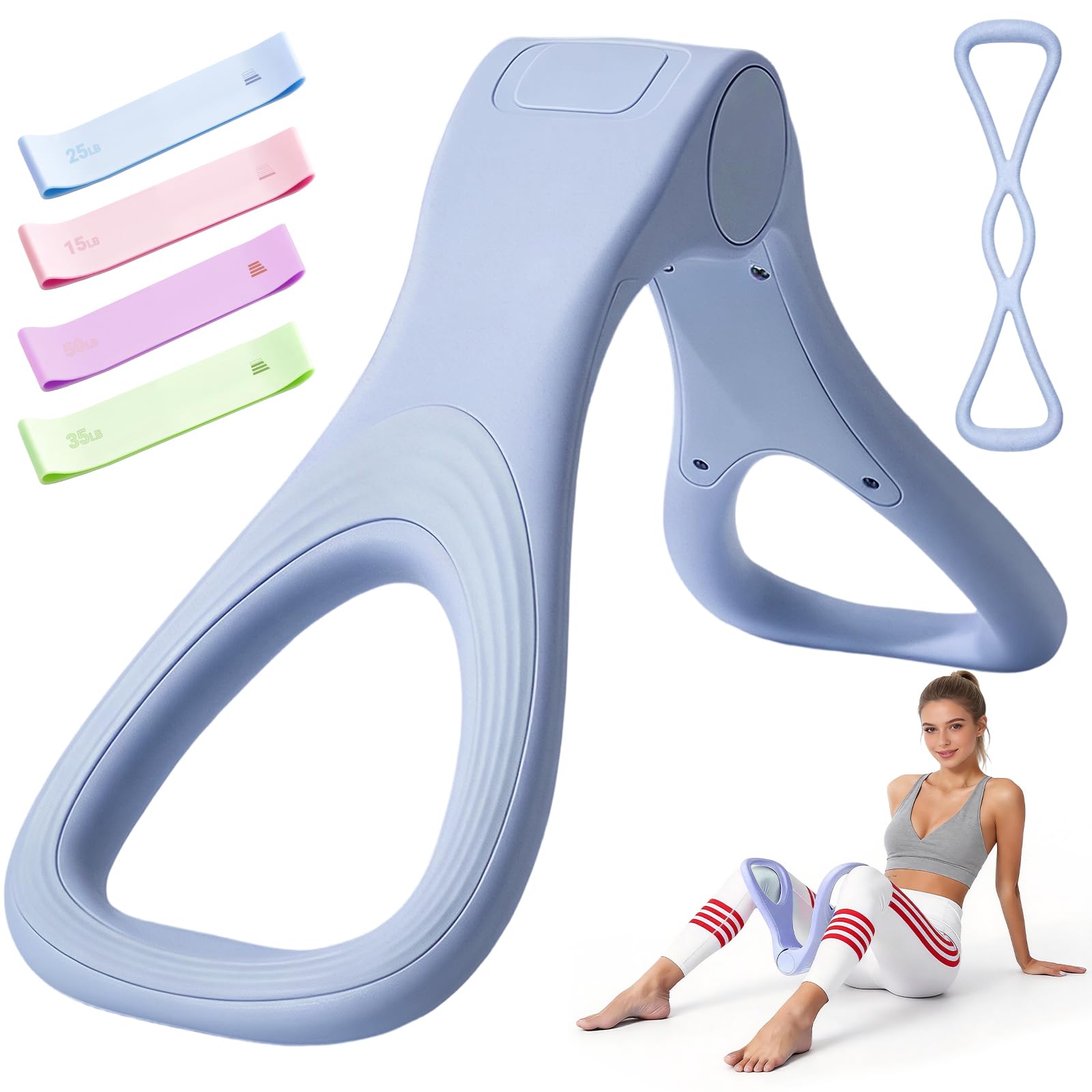 Photo 1 of Brobantle Home Pilates Essential Kit for Women, Pilates Equipment Set with Pelvic Floor Trainer, Resistance Bands for Beginners Home Workouts Blue