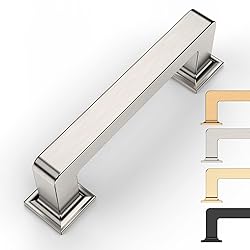 9BUILD 6 Pack 3 Inch Cabinet Handles Brushed Satin