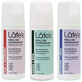 Lafe's Natural Deodorant | 3oz Roll-On Aluminum Free Natural Deodorant Variety | Cedar & Lime - Lavender & Aloe - Rose & Coriander | 3 Pack