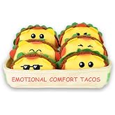 Emotional Support Taco Plush Toy, 6 Positive Tacos in 1 Soft Serving Tray | Double Sided Tray, Kawaii Stuffie Gift for Women &amp; Men, Girls/Boys, Friends &amp; Coworkers, Office Decor for Birthday Christmas