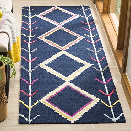 Safavieh Bellagio Collection BLG563N Navy and Multi Premium Wool Runner (2'3" x 7')