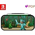 PDP REALMz™ Nintendo Switch Travel Case Plus GLOW with Wrist Strap, Built-in Stand & Game Storage Pockets, Officially Licensed: Minecraft Forest Battle (Glow in the Dark)