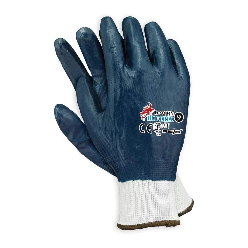 Reis Blutrix12 Dragon Protective Gloves, Blue, Size, Pack of 12