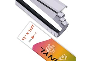 HTVRONT Silver Chrome Vinyl - 12" x 15FT Mirror Metallic Silver Permanent Vinyl Roll for All Cutting Machine - Easy to Cut & Weed & Transfer Craft Adhesive Vinyl for Craft, Signs, Scrapbooking