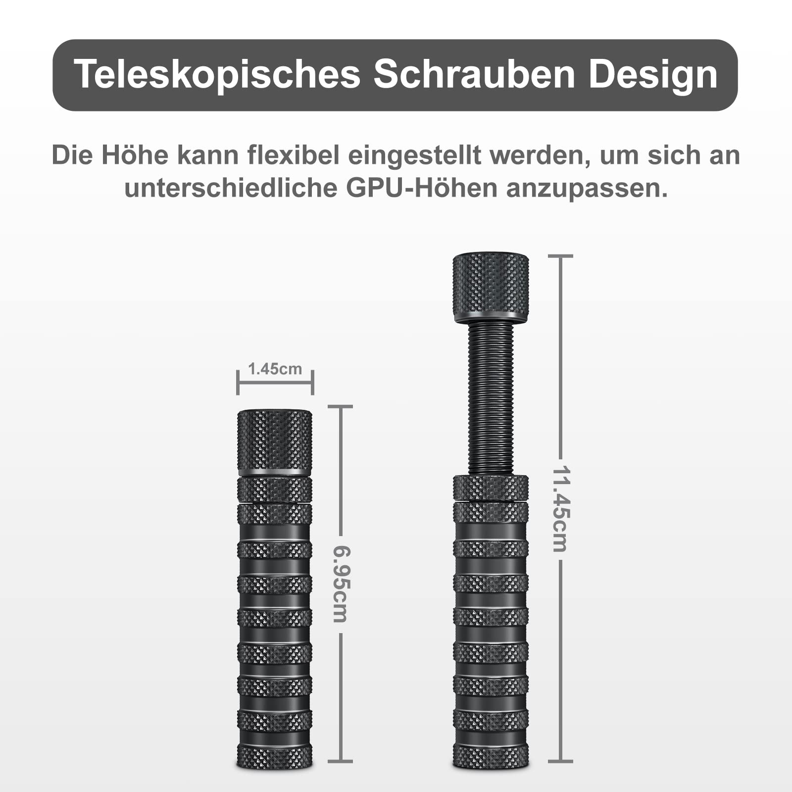 HemFokus Grafikkarten GPU Halterung, Höhenverstellbare GPU Stütze mit Magnet und Anti Rutsch Pads, GPU Halter zur Verhinderung des Durchhängens für Universelle VGA Grafikkarte 3