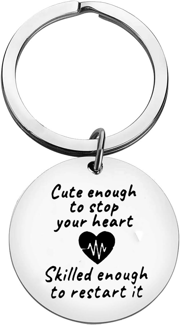 Nurse Gifts Keyring Cute Enough to Stop Your Heart Skilled Enough to Restart It Keyring Nurse Graduation Gifts Birthday Christmas Gifts Nursing Gifts for Medical Students Nurse RN