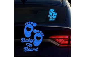Baby on Board Sticker for Cars, Nouiroy 2PCS Love Feet Super Strong Reflective Baby in Car Decals and Stickers Cute Baby Kid 