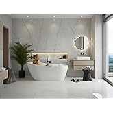 Freestanding Bathtub 67 inch Acrylic Oval Soaking Tub – All-White Design with Chrome Drain and Overflow Cover, Contemporary S