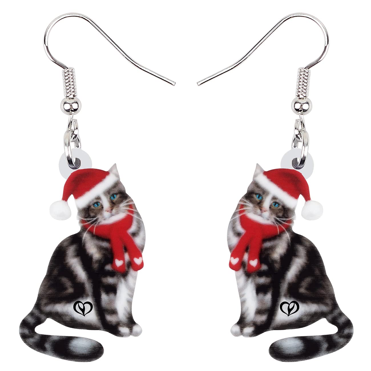 Bonsny Acrylic Drop Dangle Christmas Sweet Cat Kitten Earrings Pets Jewelry For Women Kids Teens Gift (Black)