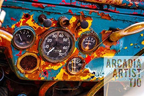 Willys Jeep Photograph 1946 1947 Instrument Cluster Military M.A.S.H. 4 WD Korean War Era Vintage Abandoned Truck Antique Photo by Tjo
