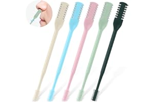 CNDNO 5Pcs 2-in-1 Nasal Hair Cutter, Double Sided Nose Hair Cutter, Portable 360° Rotating Manual Nose Hair Trimmer for Men and Women, Colorful