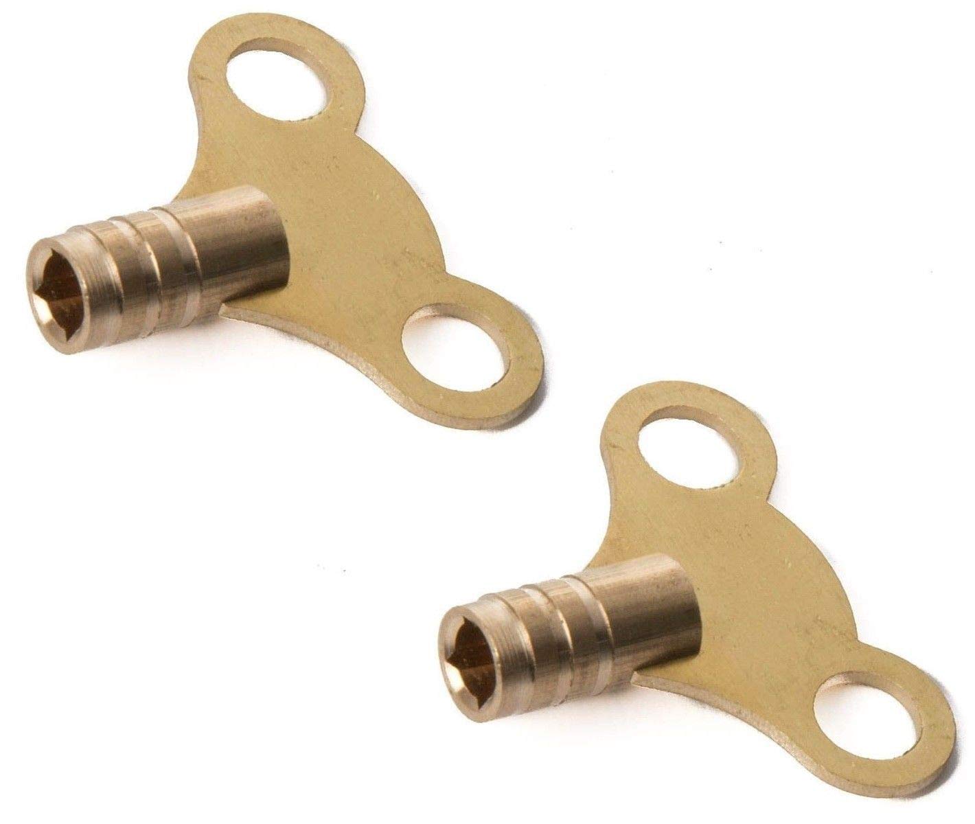 2 x 5mm Brass Radiator Keys Central Heating Pipes Plumbing Valve Bleed Air Water