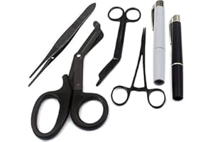 LAJA IMPORTS Premium Shears EMT Scissors 'Combo Pack (with 7-1/4" Titanium Shear) with Holster - Black Color& Pen light Gray