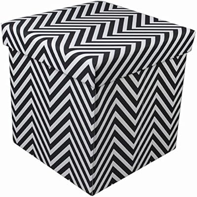 Small Ottoman Chevron Black Sorbus Chevron Storage Ottoman