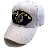 VetFriends.com Disabled Veteran Hat with Eagle Emblem Patch White