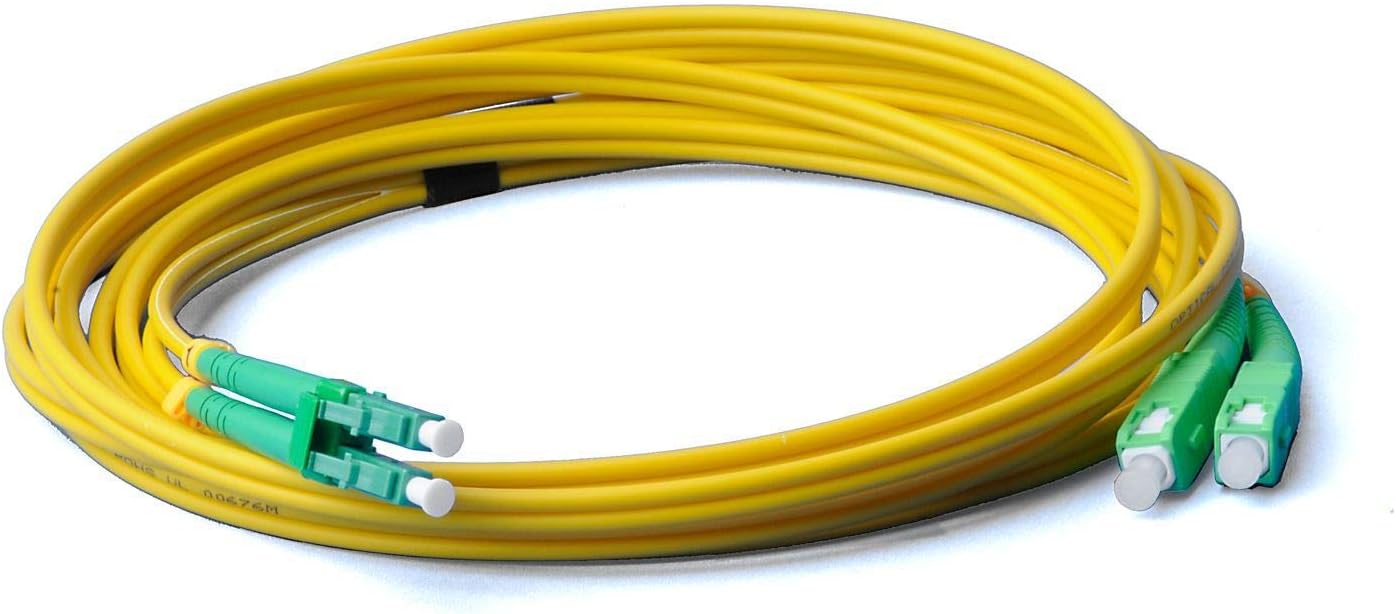 LWL GlasfaserKabel Duplex 9/125 Patchkabel Lichtwellenleiter 1 Meter LC/APC auf SC/APC Stecker