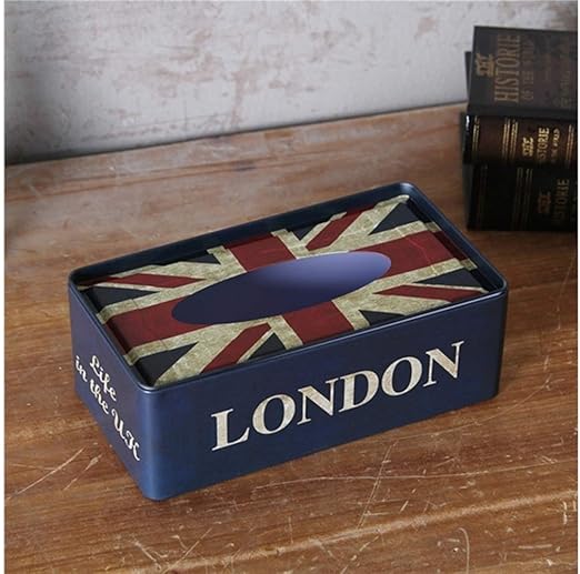 Amazon Osize ティッシュボックス イギリスのライスフラッググラスパターンティッシュ収納ボックスティッシュケースホーム ダークブルー ティッシュケース ホルダー オンライン通販