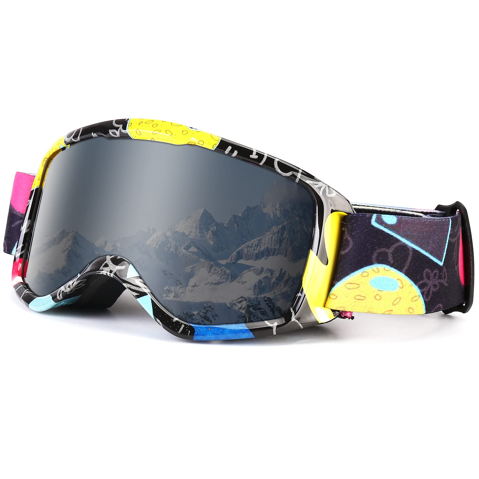 Photo 1 of Flantor Kids Ski Goggles,Non-Slip Strap Snow Goggles,Snowboard Goggles (Black)