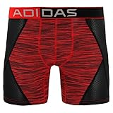 adidas Men's Climalite Flex Boxer Brief Underwear, Vivid Red Space Dye, Medium/Waist Size 32-34