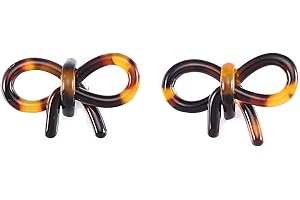 FAMARINE Tortoise Shell Ribbon Bow Tie Stud Earrings Acrylic Resin Lucite for Women Fashion Jewelry