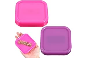 PEOVLVN 2 Pcs Magnetic Bobby Pin Holder, Square Magnetic Paper Clip Holder Hairpin Storage Box for Desk Vanity Sewing Quiltin