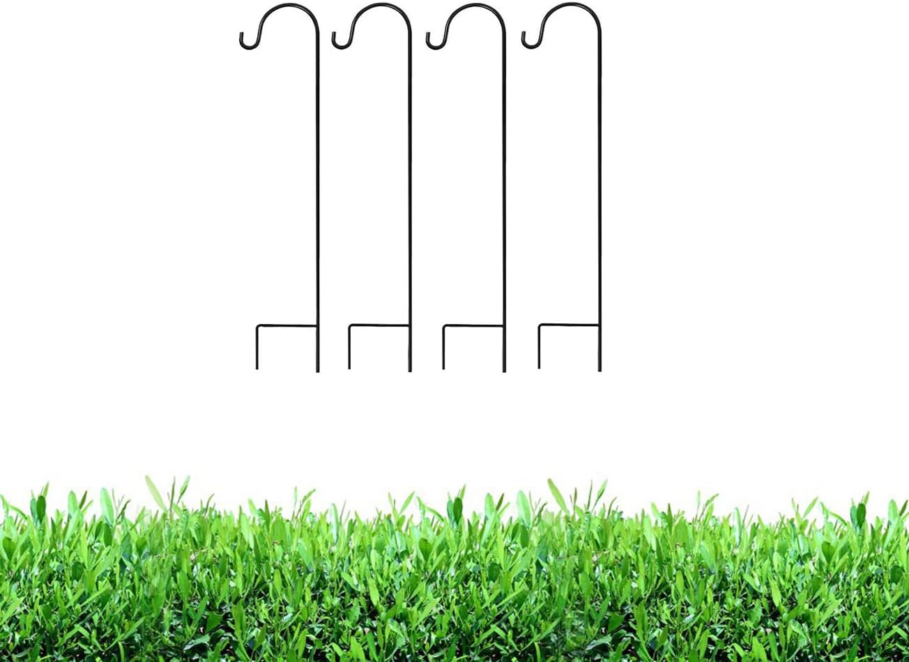 Outdoor Shepherd's Hooks - MTB Shepherds Hook 35 Inch by 9.5 Inch, Black, Pack of 4,Strong Rust Resistant Steel for Hanging Planter