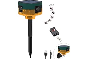 QXMH Solar Outdoor Motion Sensor Alarm: Dog Barking&Gunshot Sound, 129db Loud Siren,Support Recording, 13 Kinds of Sound Strobe Light