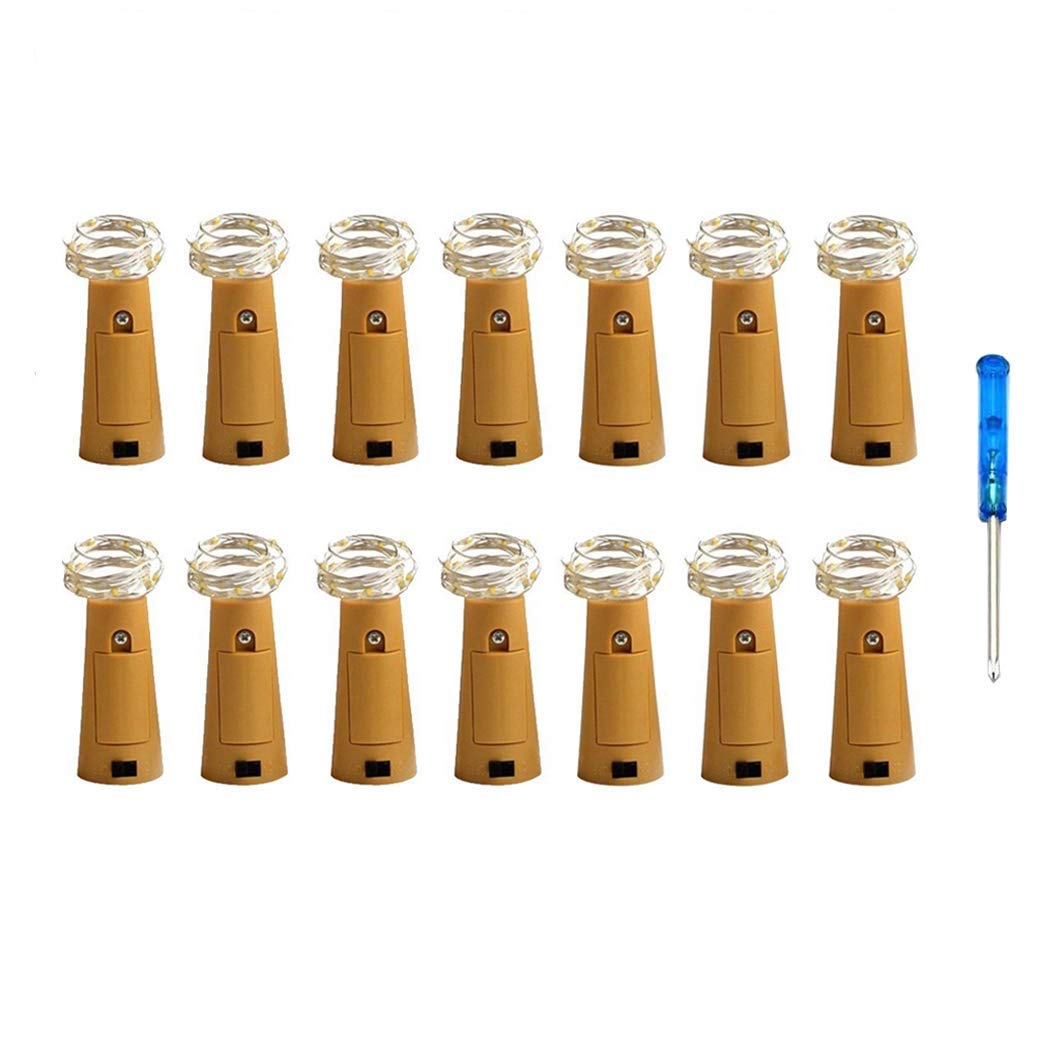 14 Pack Bottle Lights, Vansoon Cork Shaped 20 Micro LEDs 2M String Lights with Screwdriver Wine Bottle Glass Decor DIY Lights for Party Birthday Christmas Wedding Home Table Décor (Warm White)