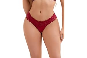 ohmydear Lace Thongs for Women Sexy Cheeky Panties Womens Thong Floral Lace Plus Size Underwear XS-4XL
