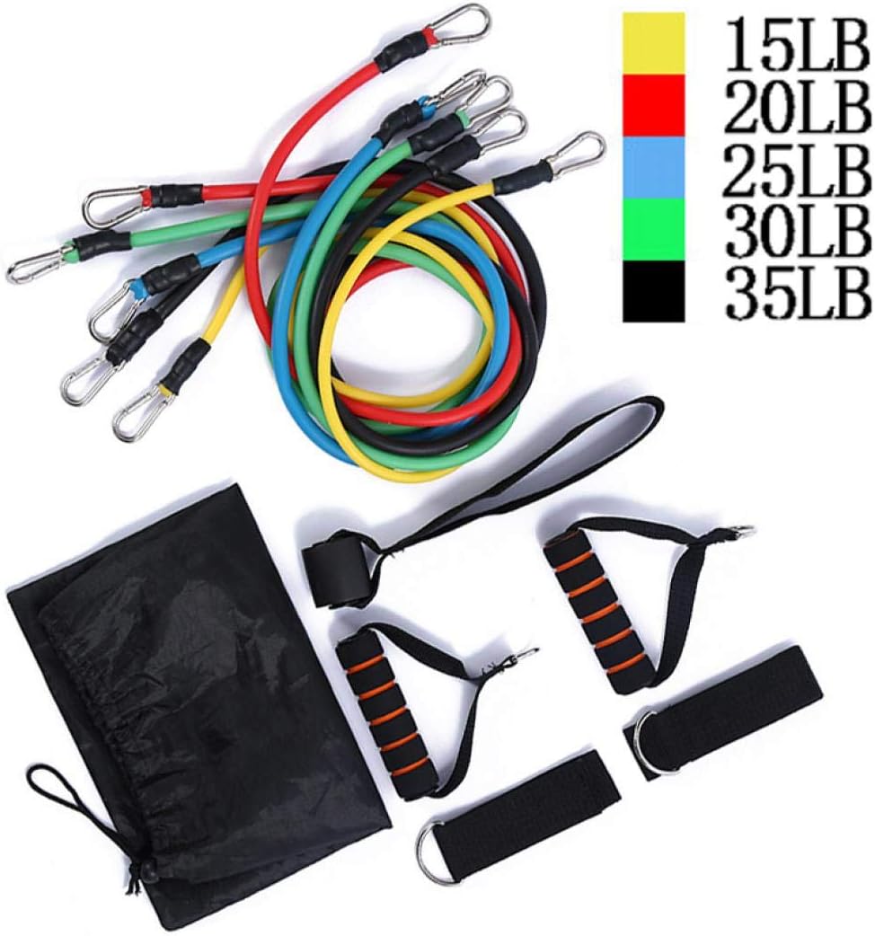 WISDOME Stackable Resistance Bands Set with Door Anchor, Handles, Legs Ankle Straps, Portable Home Gym Accessories, Stackable up to 125 lbs, for Physical Therapy, Home Workouts
