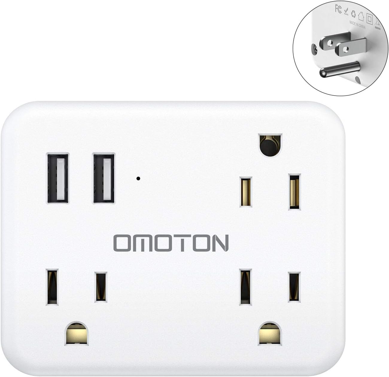 Cruise Power Strip No Surge Protector, OMOTON Travel Wall Tap with 3 Outlets & 2 USB Charging Ports,Travel Cruise Ship Accessories Must Have, Ultra Compact for Travel Home Hotel office-White: Home Audio & Theater